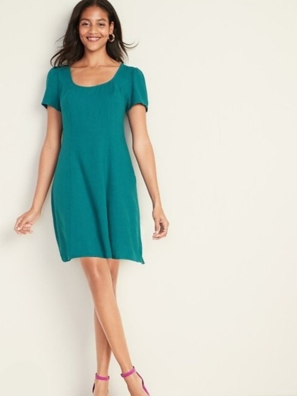 Old Navy Teal Short Sleeve Fit & Flare Mini Dress SZ M